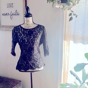 Ultra Pink black lace blouse